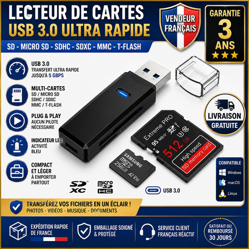 Lecteur carte usb 3 - de, 3.0