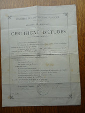 ancien certificat d'etudes 1908 chirurgien dentiste