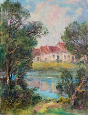 Tableau HST : "Paysage à la rivière" signé Pierre Forest (1881/1971)