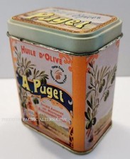 Boite vide à epices PUGET en metal pub publicitaire alimentaire huile d'olive 