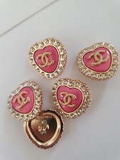 5 boutons chanel Coeur Rose Doré 