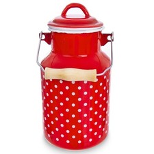 Cruche à Lait Émaillée Rouge à Pois avec Couvercle 2L Style Rétro