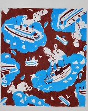 Atelier TESTEMALE - Peinture originale - Gouache - Projet de tissu 573