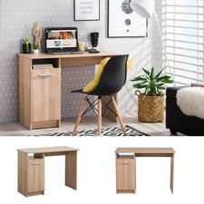 Table de Bureau d'Ordinateur Travail Gaming PC Bois Rangement Nature Homestyle4u
