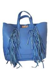 Original Sac Cabas Vanessa Bruno Neuf Bleu Azur À Franges Grande Taille