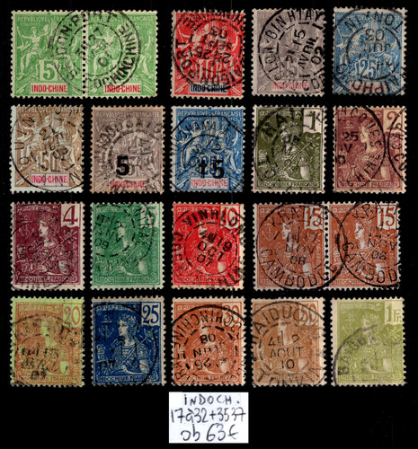 Indochine timbres 17 à - n°17,