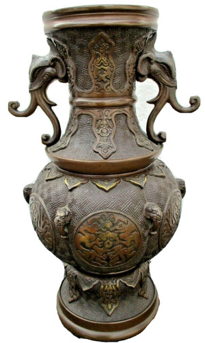 Vase bronze decor - , elephant