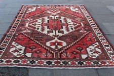 Vintage Main Fabriqué Traditionnel Oriental Laine Marron Rouge Grand Moquette