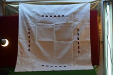 § ANCIEN GRAND 81X81 CM NAPPERON CARRE DÉCOR FLEUR BRODÉE BRODERIE POLYESTER 