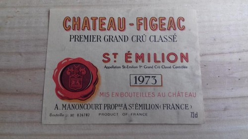 étiquette vin chateau figeac - vin,