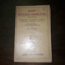 PLATON PROTAGORAS CRATYLE MENON GORGIAS EUTHYDEME MENEXENE CLASSIQUES GARNIER