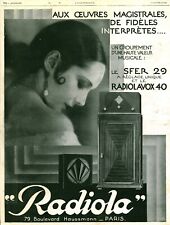 Publicité ancienne poste Radiola  1929 issue de magazine