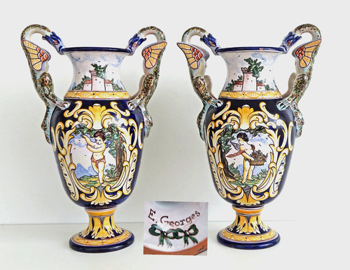 Nevers paire vases en - nevers,
