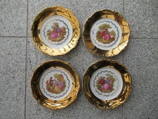4 ASSIETTES à DESSERT GâTEAUX  Doré Couple FRAGONARD PORCELAINE BAVARIA