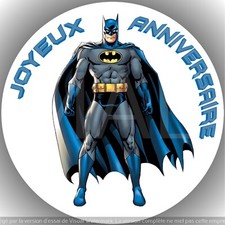 Batman. Décoration de gâteau comestible ,Azyme ,disque diamètre 20cm.