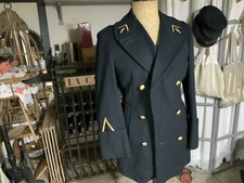 Linge Ancien Vintage Manteau Militaire De Pompier D’époque Avec Galons