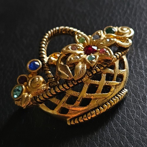 Broche panier fleurs - panier, de