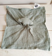 Sauthon doudou carré plat nuage vert kaki olive gaze de coton lange