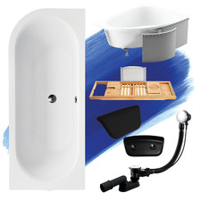 Baignoire d'angle AVITA 170x75 droite + habillage polystyrène + tablette de bain