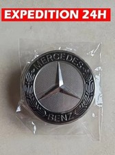 Logo Capot Mercedes Benz Noir Argent 57mm Emblème CLASSE C E CLK S Neuf