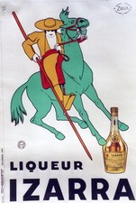 "IZARRA" Affiche originale entoilée   Litho 1934 par ZULLA         84x123cm