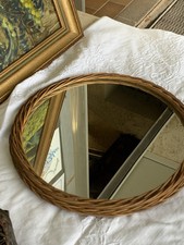 Petit Miroir Vintage En Rotin