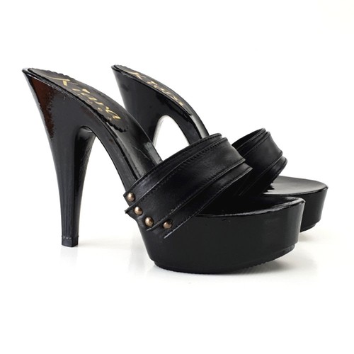 Mules noires laquées cuir - mules,