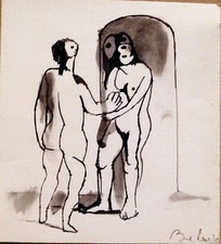 AMOUREUX SURRÉALISTES dessin original nus érotique cadeau valentin artiste BELAUBRE