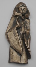 SCULPTURE BRONZE ARGENTE NOTRE DAME DU OUI SIGNEE A.F LARENE H 14.50 CM