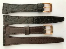 Lot De 2 BRACELETS MONTRE CUIR 16 MM MARRON FAÇON CROCO