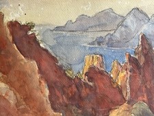 Louis Charles Méry Aquarelle Corse Calanques de Piana