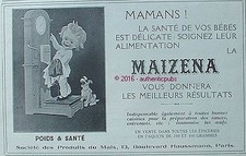 PUBLICITE MAIZENA BEBE SUR BALANCE CHIEN HORLOGE DE 1925 FRENCH AD PUB ART DECO
