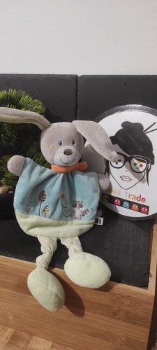 Tex doudou lapin vert orange