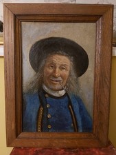 BRETON FUMANT LA PIPE BRETAGNE, Portrait, ART POPULAIRE