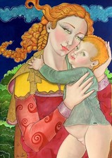 Lulu Amere - Peinture originale sur papier 50x70cm - "L'accroche cœur" 🩷