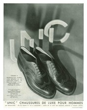 Publicité ancienne Unic chaussure de luxe pour homme 1930 issue de magazine