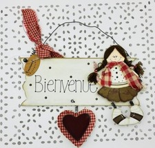 Country Casa Collection plaque de porte Bienvenue bois style country