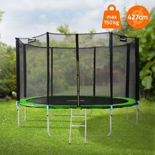 Trampoline extérieur enfant filet de sécurité échelle amovible vert rond 427 cm
