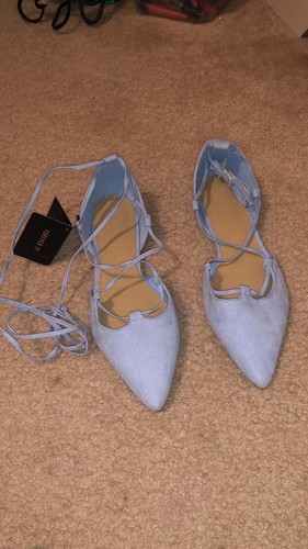 Blue lace flats - lace, up