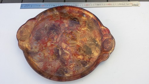 Ancien plateau verre laque - plateau, en