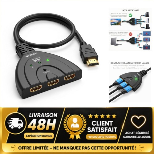 Commutateur hdmi ports 4k - commutateur,
