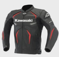 Veste de moto en cuir Kawasaki