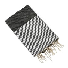 Fouta avec franges 100x200 cm Coton tissé teint MARIN Ebène