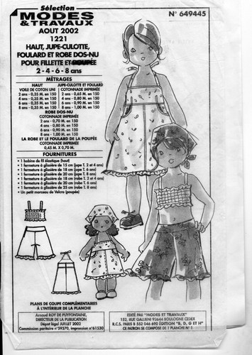 Patron enfant fille - patron, haut+