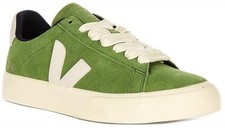 Veja Campo Épais Gomme Semelle Lacet Daim Cuir Baskets Hommes en Vert UK 6 - 12