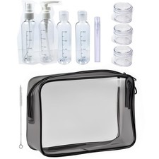 Trousse de Toilette Transparente & Set Flacons Vide de Voyage pour LiquidesMa...