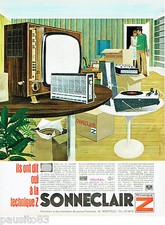 PUBLICITE ADVERTISING 115  1966  SONNECLAIR  téléviseur radio Technique Z magnét