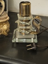 ART DECO MODERNISTE style DESNY Magnifique Pied de Lampe  Verre et Laiton 1930