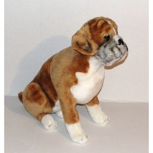 Peluche chien boxer - boxer, beige