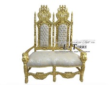 Trône De Re Deux Places Avec Lions En Style Baroque Fauteuil Alta Roi Feuille Or